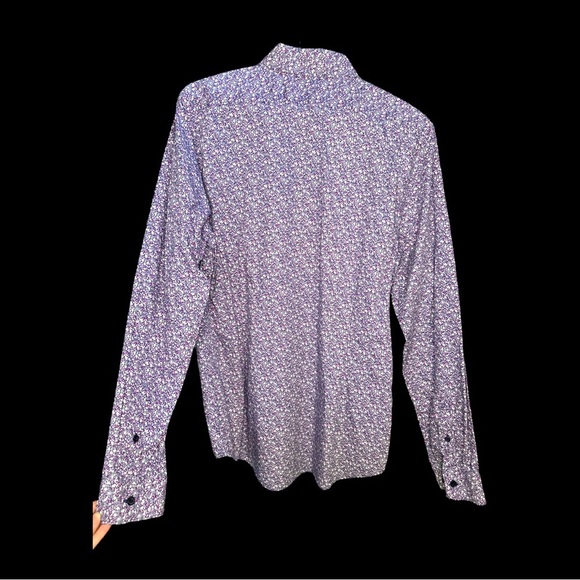 Express Men’s Button Down Purple Floral Print Extra Slim Large 16-16.5” - Picture 2 of 6
